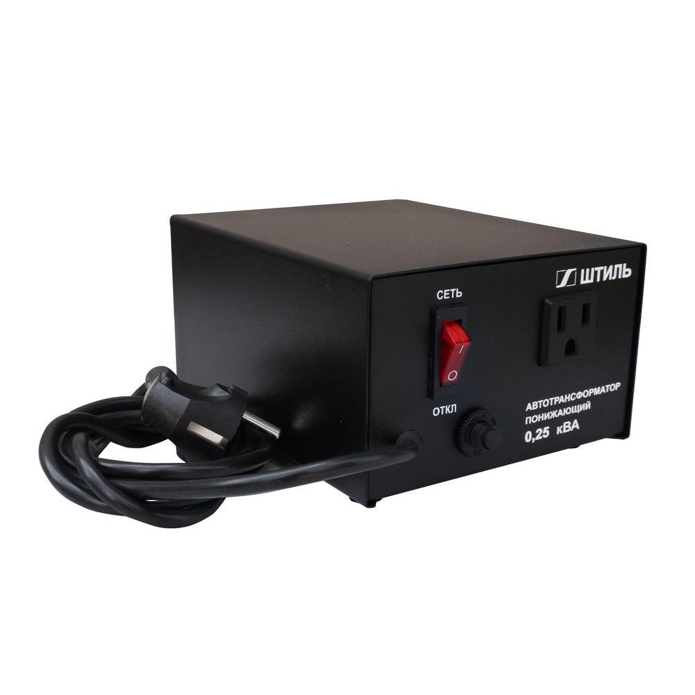 

Понижающий трансформатор "Штиль" АТ 220/100-0,25-50 черный корпус 250 ВА, Штиль АТ 220/100-0,25-50 ч/к