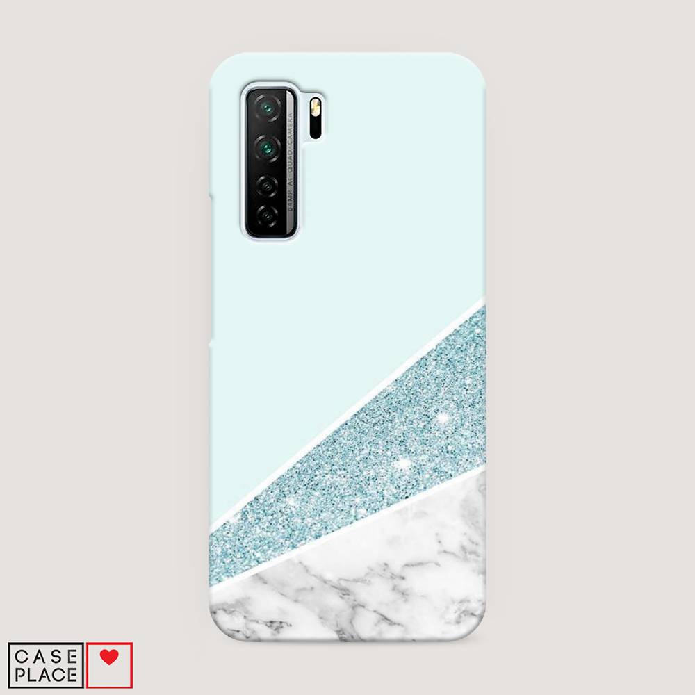 фото Чехол awog "мрамор с голубыми блестками" для huawei p40 lite 5g