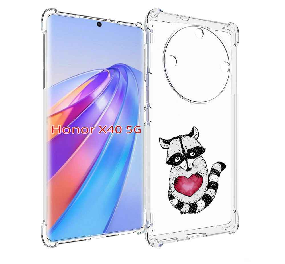 

Чехол MyPads Енот с сердечком для Honor X40, Прозрачный, Tocco