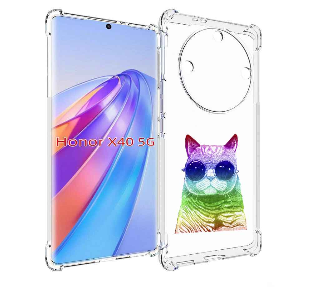 

Чехол MyPads Кот в очках для Honor X40, Прозрачный, Tocco