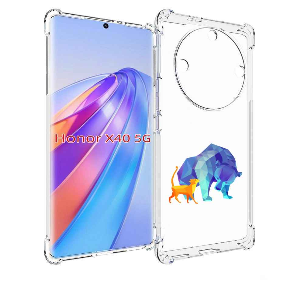 

Чехол MyPads Кот-и-медведь для Honor X40, Прозрачный, Tocco