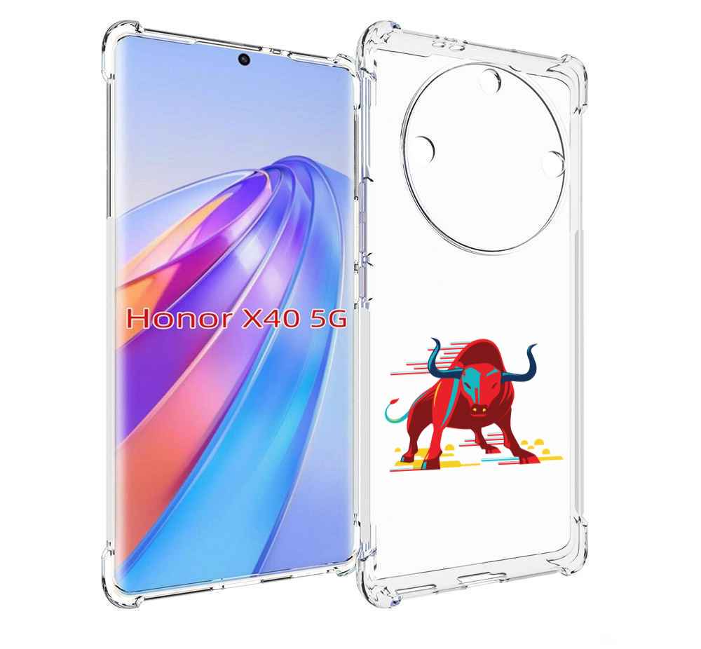 

Чехол MyPads Красный-бык для Honor X40, Прозрачный, Tocco