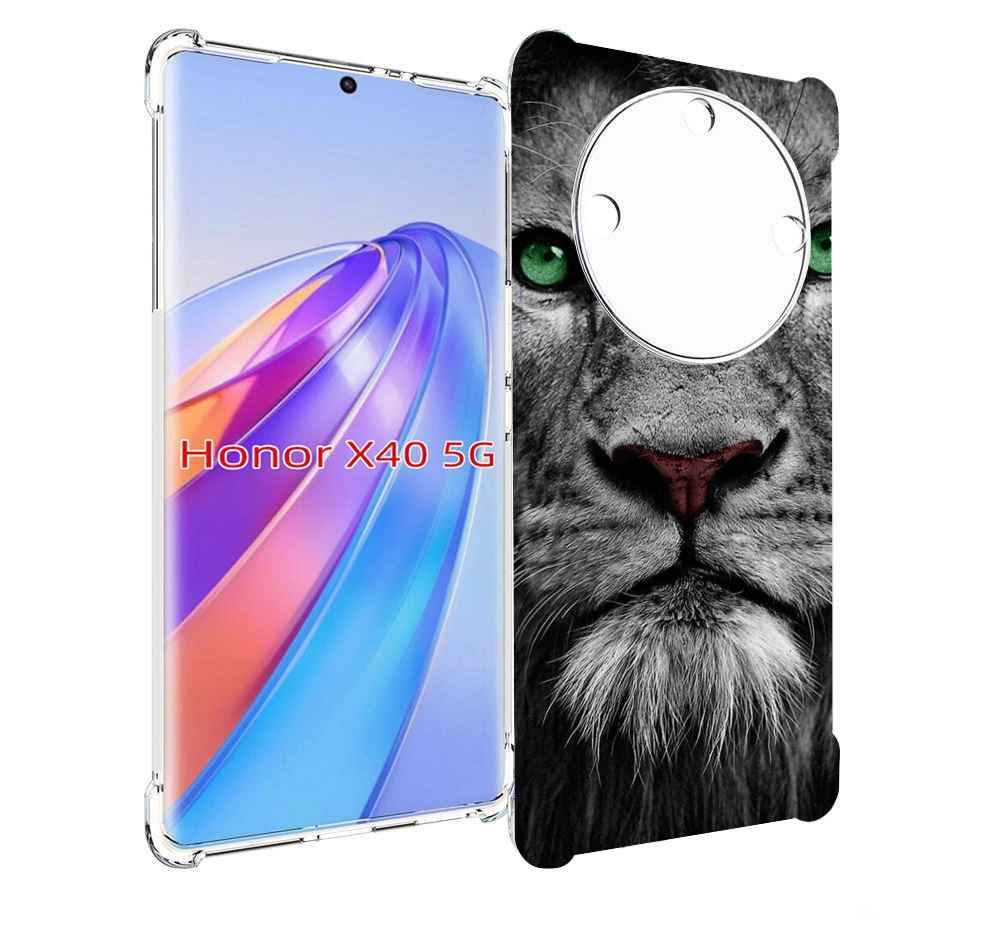 

Чехол MyPads Лев-зеленоглазый мужской для Honor X40, Прозрачный, Tocco