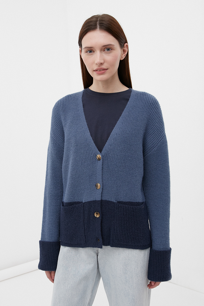 

Кардиган женский Finn Flare FWB11146 синий 2XL, FWB11146