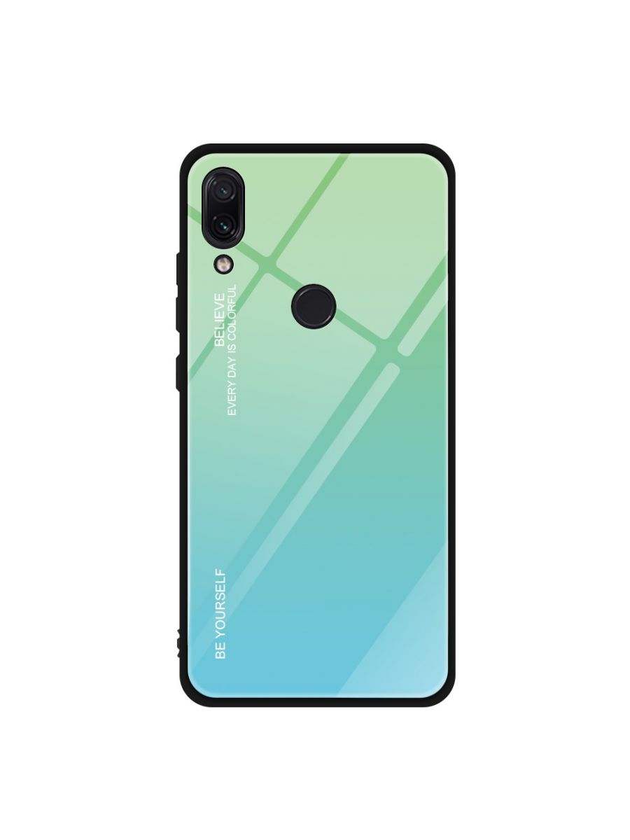 

Brodef Gradation стеклянный чехол для Xiaomi Redmi Note 7 Бирюзовый/Синий