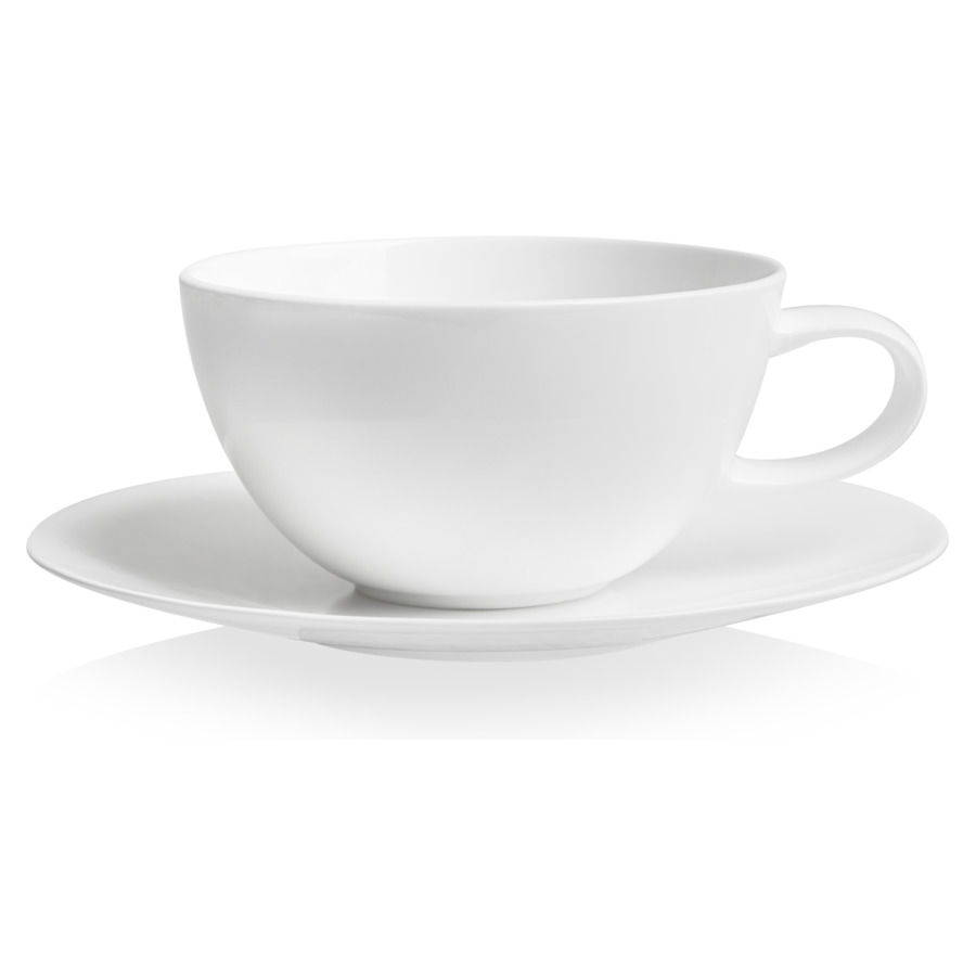 фото Чашка чайная с блюдцем mix&match синергия 250 мл, белый декор, фарфор костяной