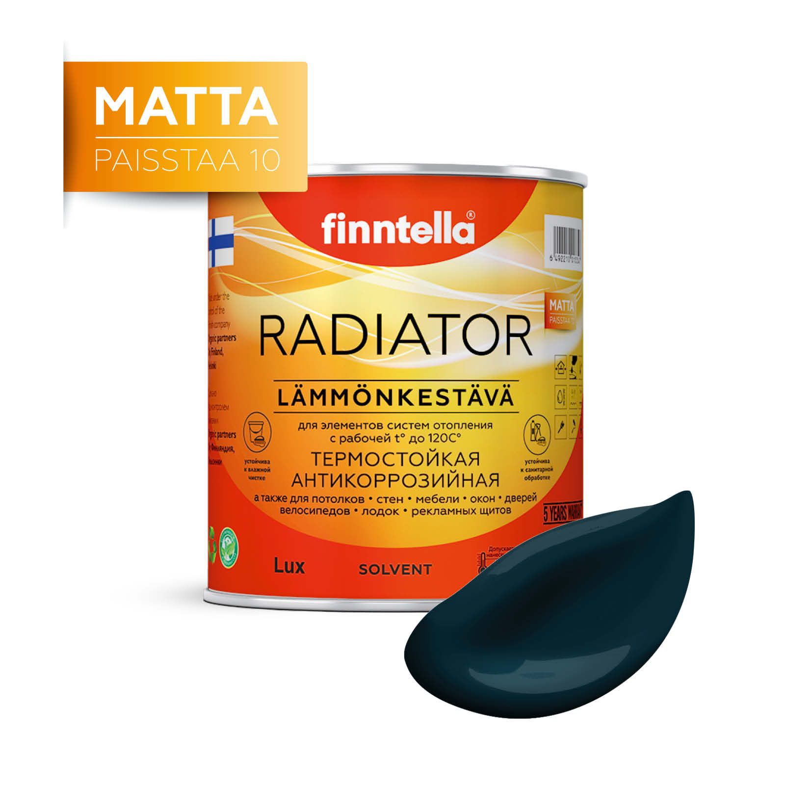 

Краска RADIATOR Matta, UKONILMA темно-сине-зеленый, 0,9л, RADIATOR Matta