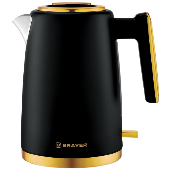 Чайник электрический Brayer BR1017 1.7 л черный, золотистый тостер brayer 2112br золотистый
