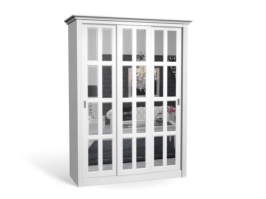 

Шкаф-купе Классика-6 МДФ для одежды с зеркалом трёхдверный 160x210x40 Мегамебель, Белый, Классика-6