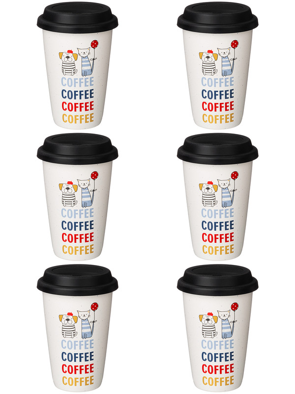 

Набор кружек 12 шт Lefard Coffemania с силиконовой крышкой 390 мл 260-650