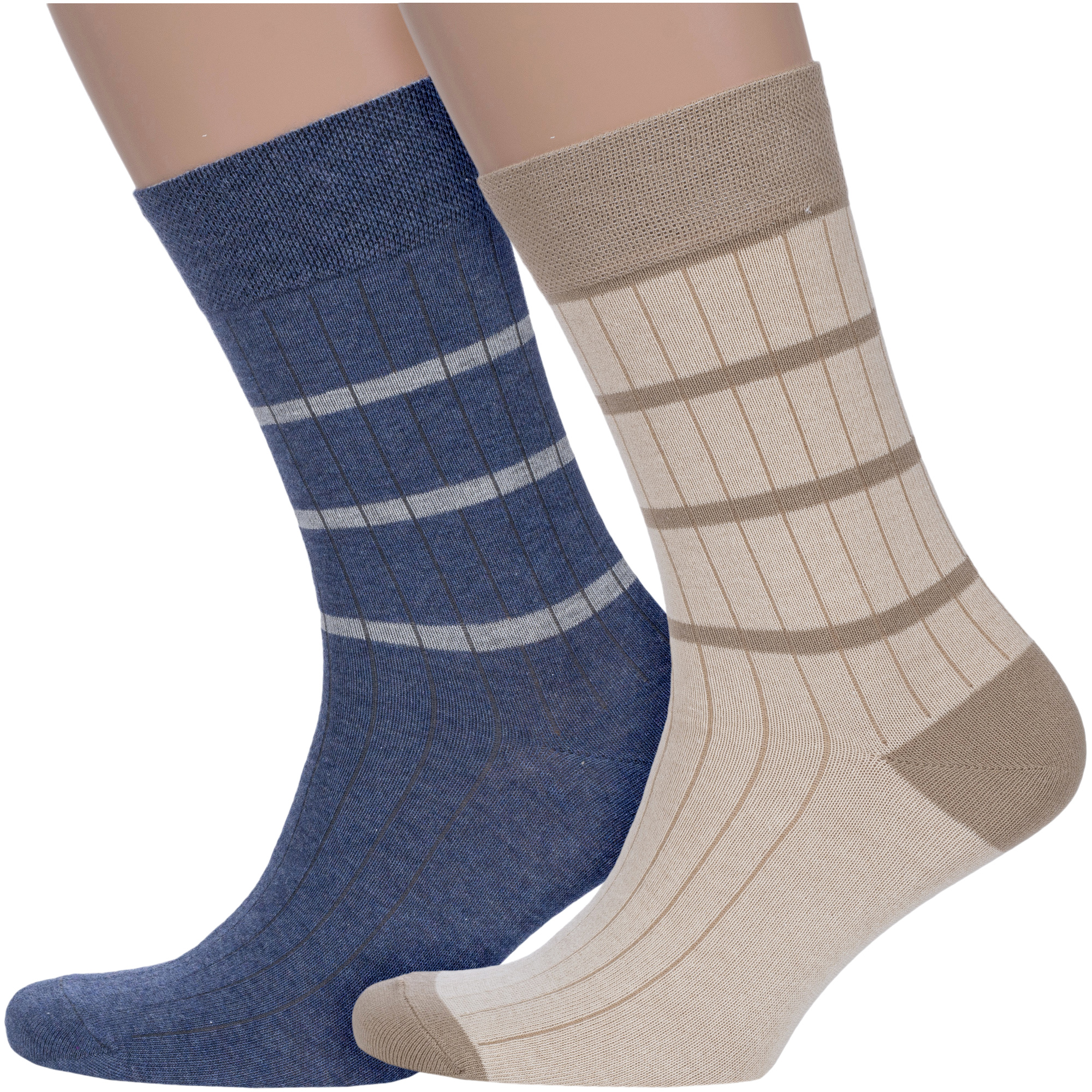 Комплект носков мужских Para Socks 2-M2DП синий; бежевый 27-29