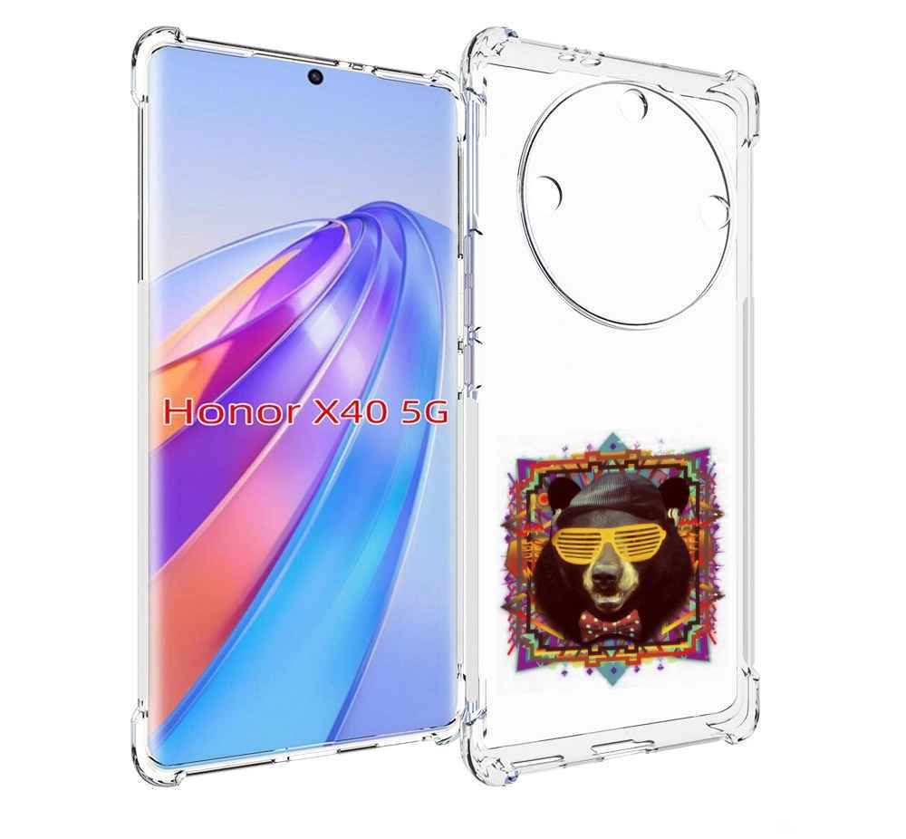 

Чехол MyPads Медведь в очках для Honor X40, Прозрачный, Tocco