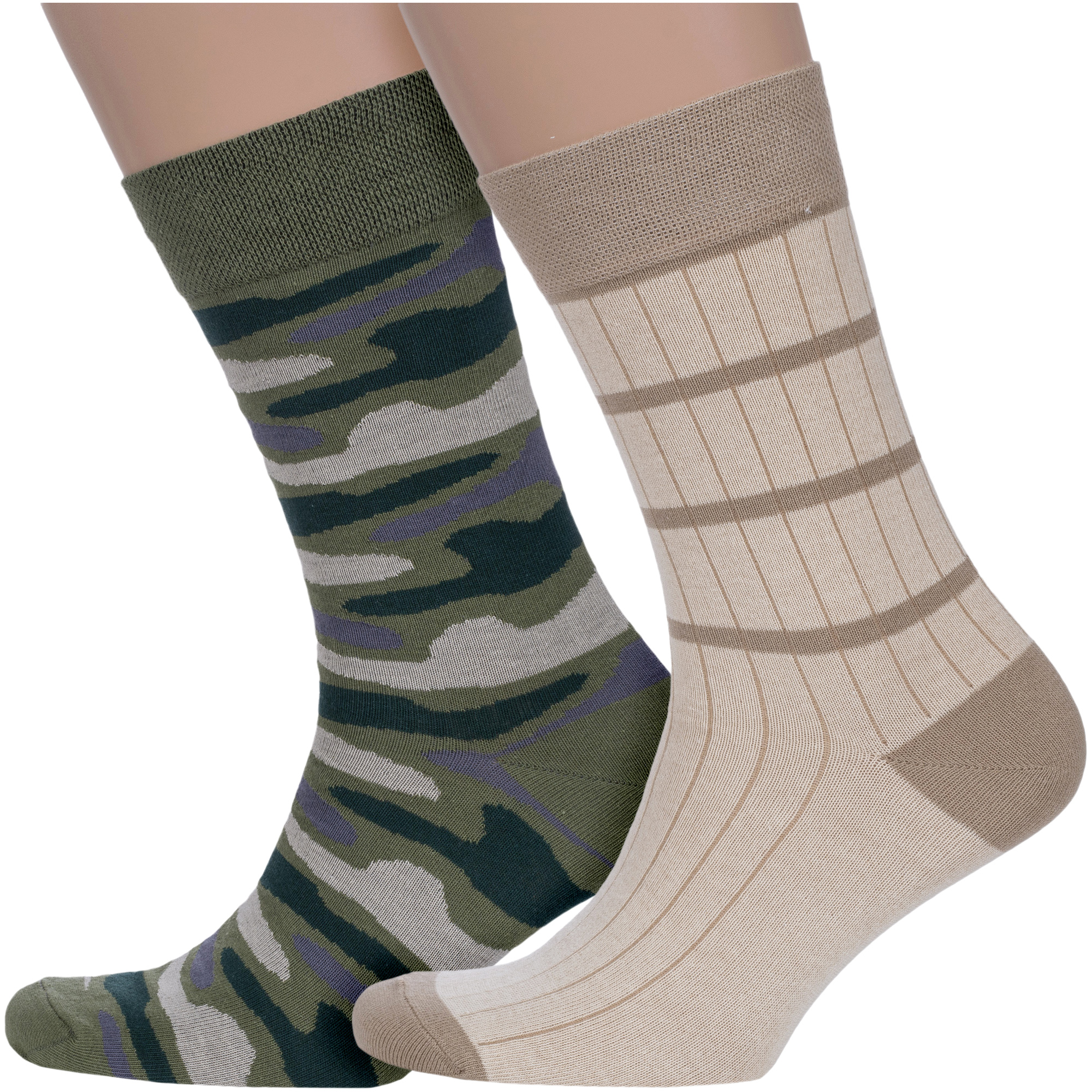 Комплект носков мужских Para Socks 2-M2DП бежевый; хаки 27-29