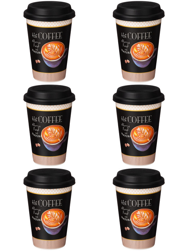 

Набор кружек 12 шт Lefard Coffemania с силиконовой крышкой 390 мл 260-653