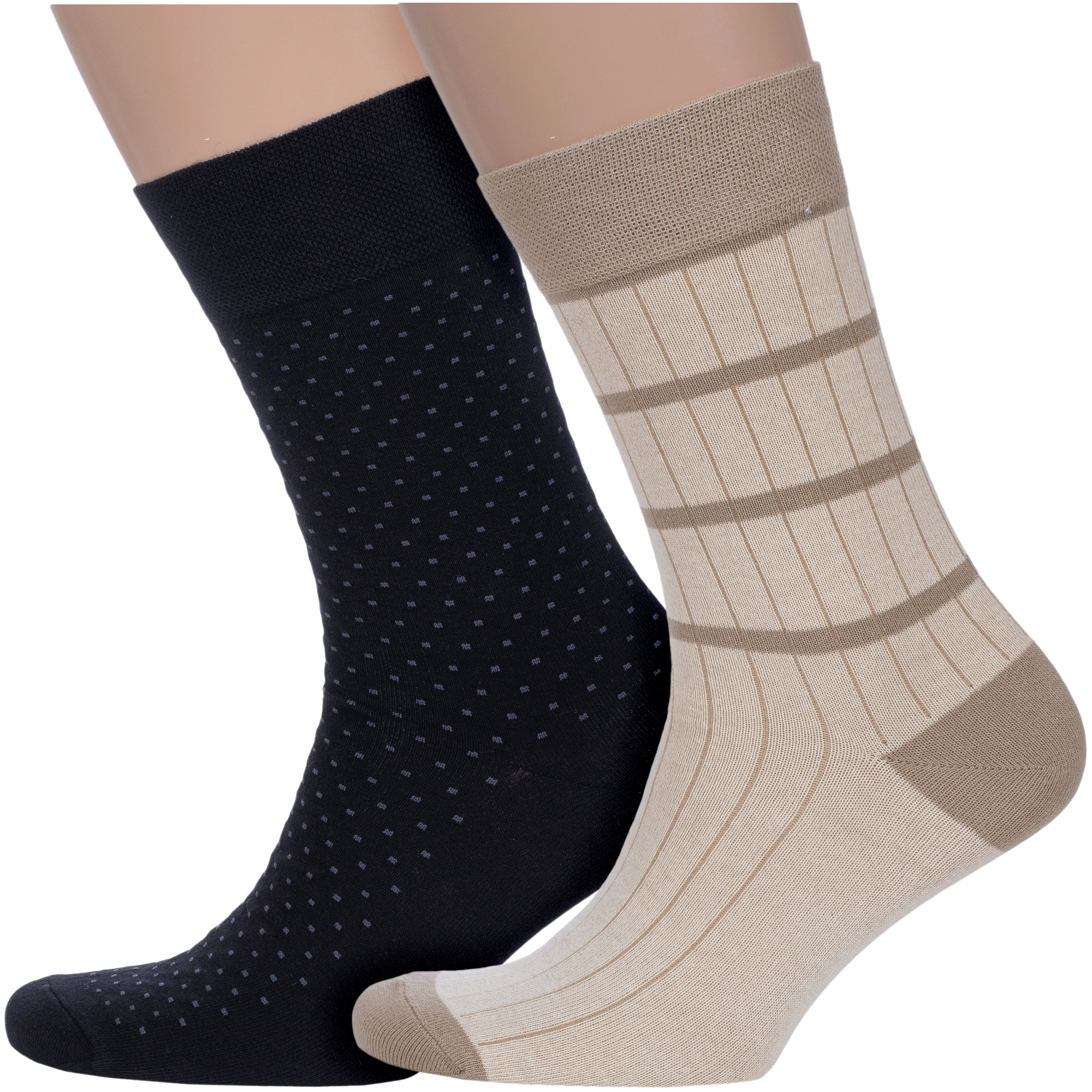 Комплект носков мужских Para Socks 2-M2DП бежевый; черный 27-29