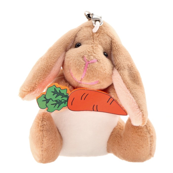 Мягкая игрушка «Кролик с морковкой», на подвеске, цвет коричневый мягкая игрушка jackie chinoсo jc 12992 r коричневый кролик 22 см