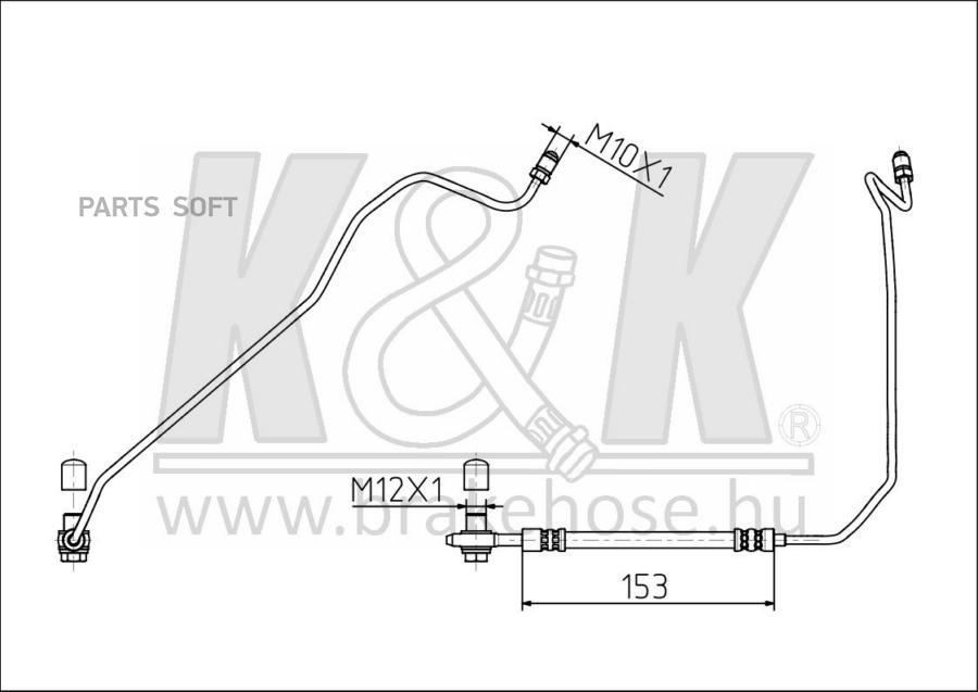 Шланг Тормозной Задн Прав Audi: A6 (4b,C5) /Avant/ 1.8 07.97-01.05 K&K арт. FT0460