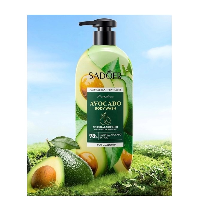 Гель для душа Sadoer Avocado Body Wash 400ml бутылка для воды айви 600 мл сиреневая
