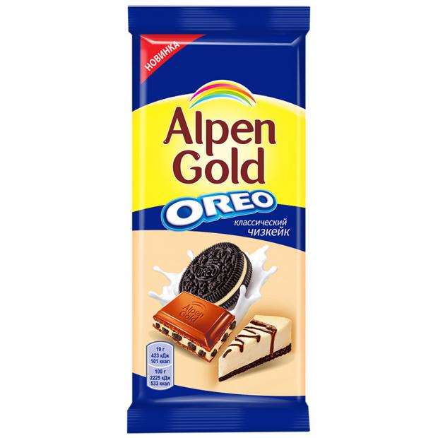 фото Плитка alpen gold oreo классический чизкейк молочная 90 г