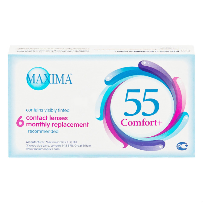 Контактные линзы Maxima 55 Comfort Plus на месяц 6 линз R 8,6 +4,50