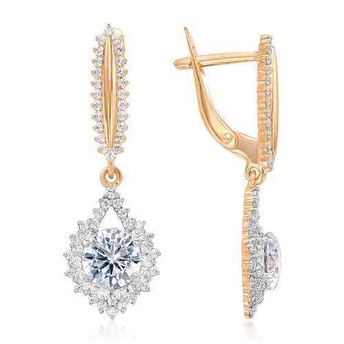

Серьги подвески из красного золота ЯХОНТ Золотой 212741, фианит, 212741