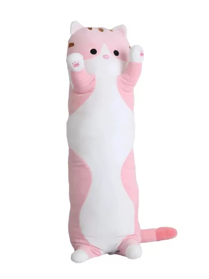 Мягкая игрушка RageToys подушка обнимашка длинный кот багет батон 100 см.. Розовый