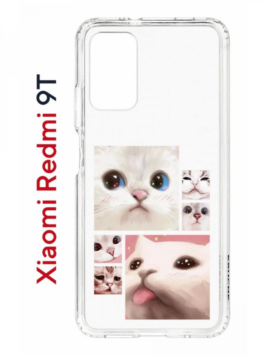 

Чехол на Redmi 9T с принтом Kruche Print Коты,противоударный бампер,с защитой камеры, Прозрачный;белый;розовый;коричневый, Ксиоми редми 9т