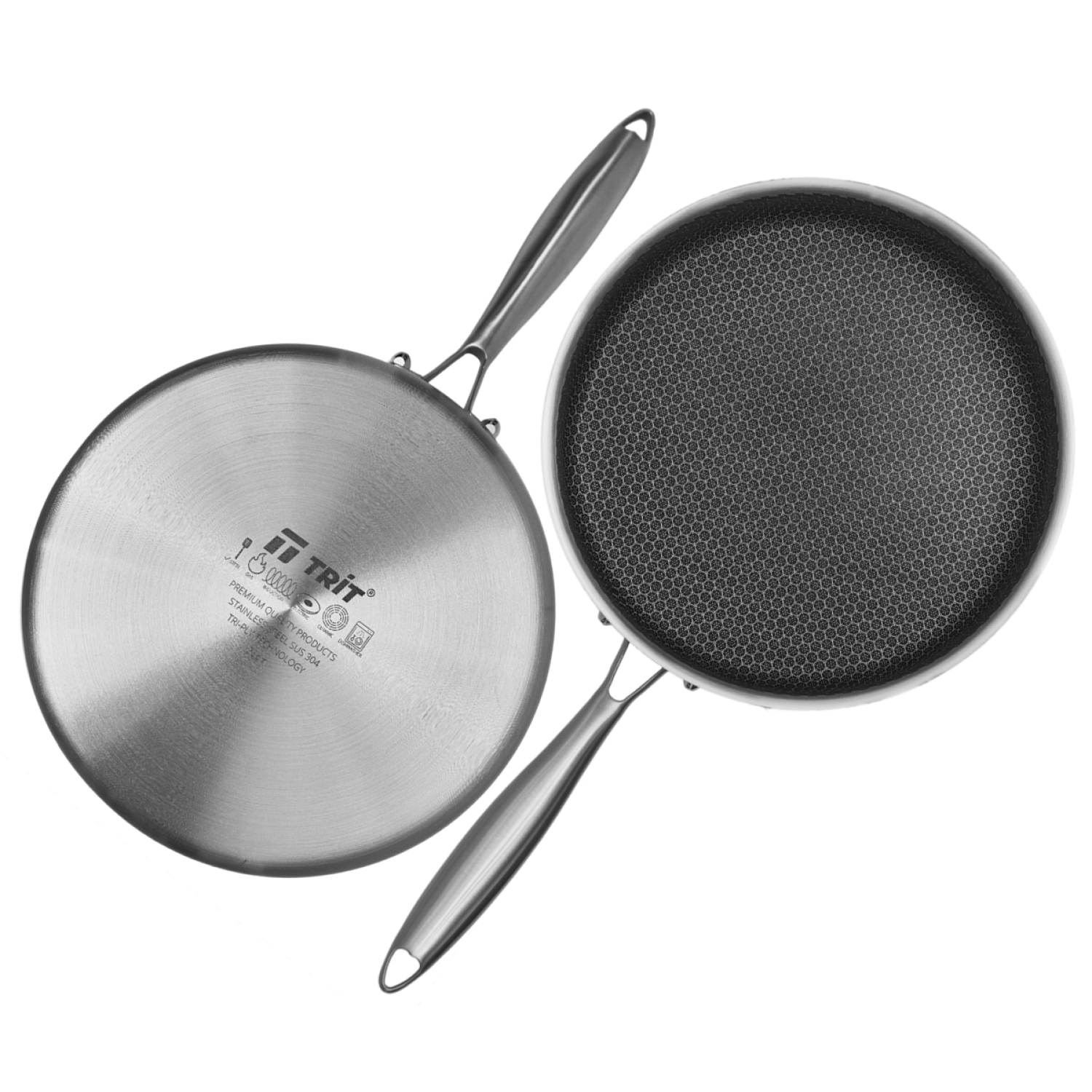 Сковорода с крышкой TRIT 26см нержавеющая сталь антипригарное покрытие для всех типов плит