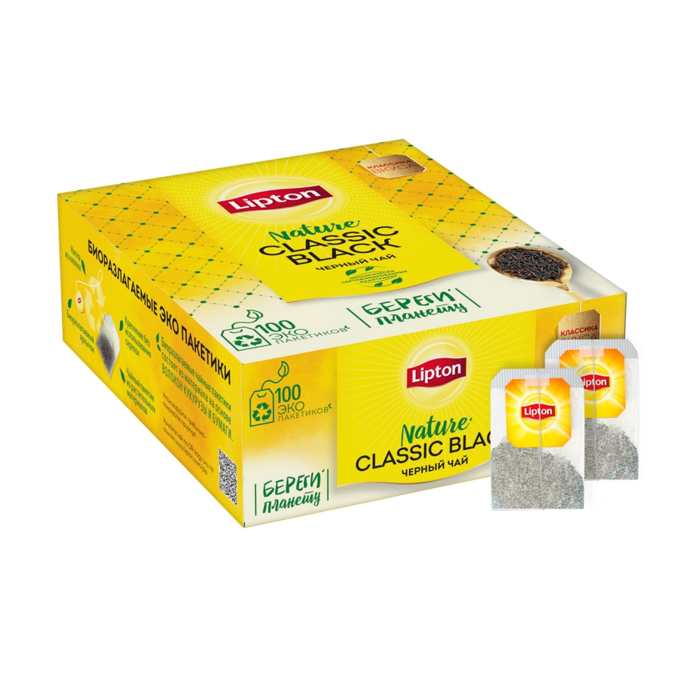 

Чай черный байховый Lipton Black Classic в пакетиках 1,8 г х 100 шт.