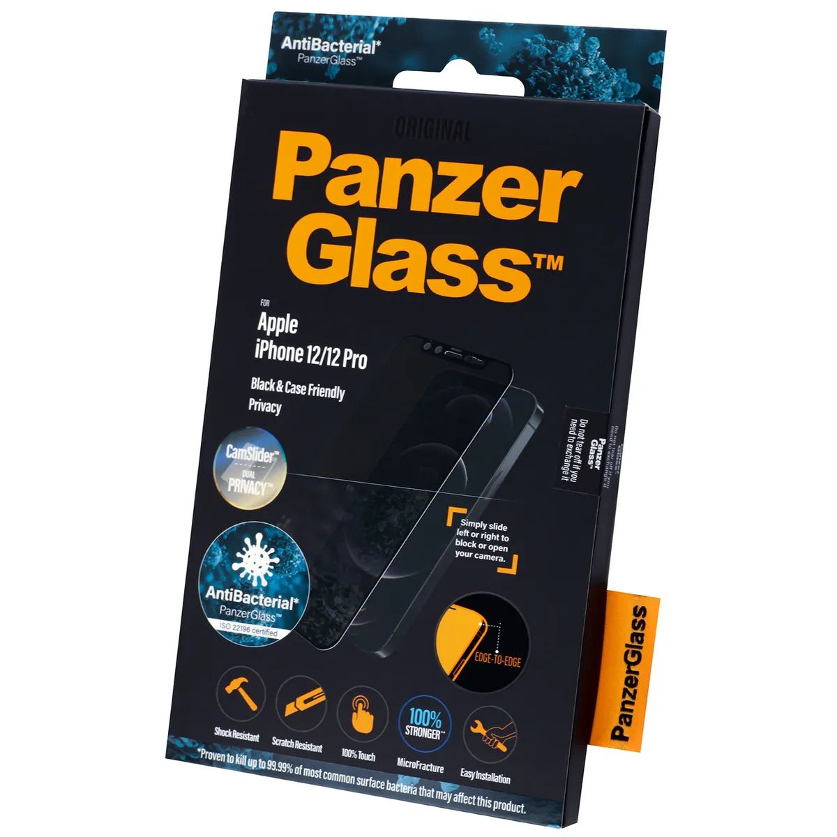 Стекло защитное PanzerGlass CamSlider Privacy для iPhone 12/12 Pro Black Frame