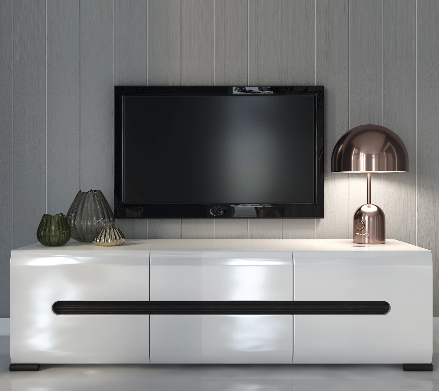 

Тумба под телевизор Azteca S205-RTV2D2S/4/15 (Оникс/Белый блеск), Azteca RTV2D2S/4/15