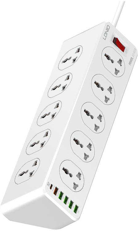 

Сетевой фильтр LDNIO SC10610 2500W 6xUSB (White), 2500W 6xUSB