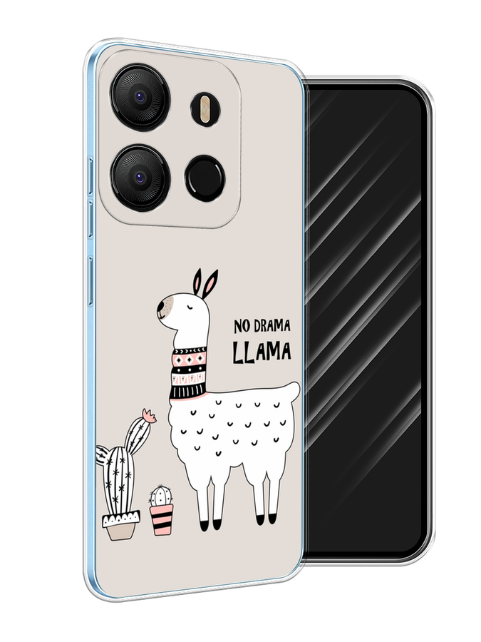 

Чехол Awog на Tecno Pop 7 "No drama LLama", Бежевый;серый;белый, 303850-2