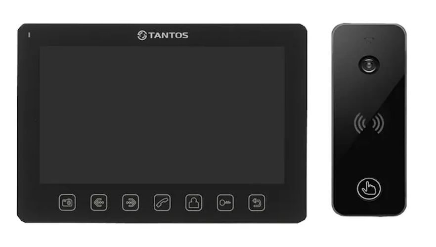 Комплект видеодомофона Tantos Prime Slim (черный) и iPanel 2+(черная)