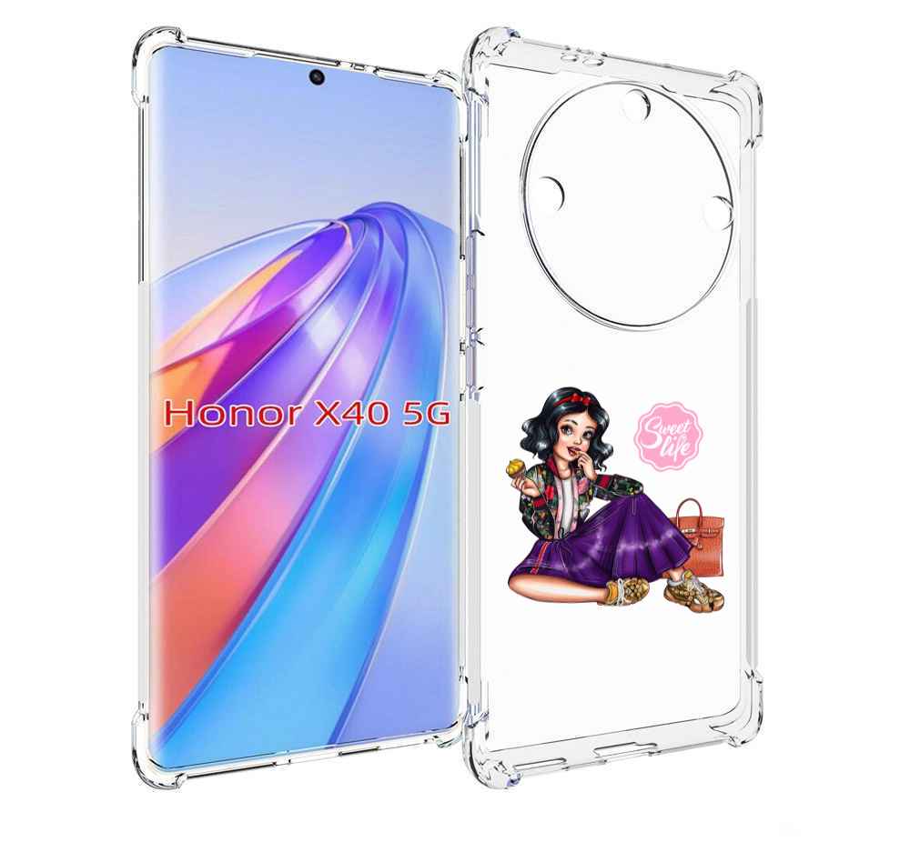 

Чехол MyPads Сладкая-жизнь женский для Honor X40, Прозрачный, Tocco