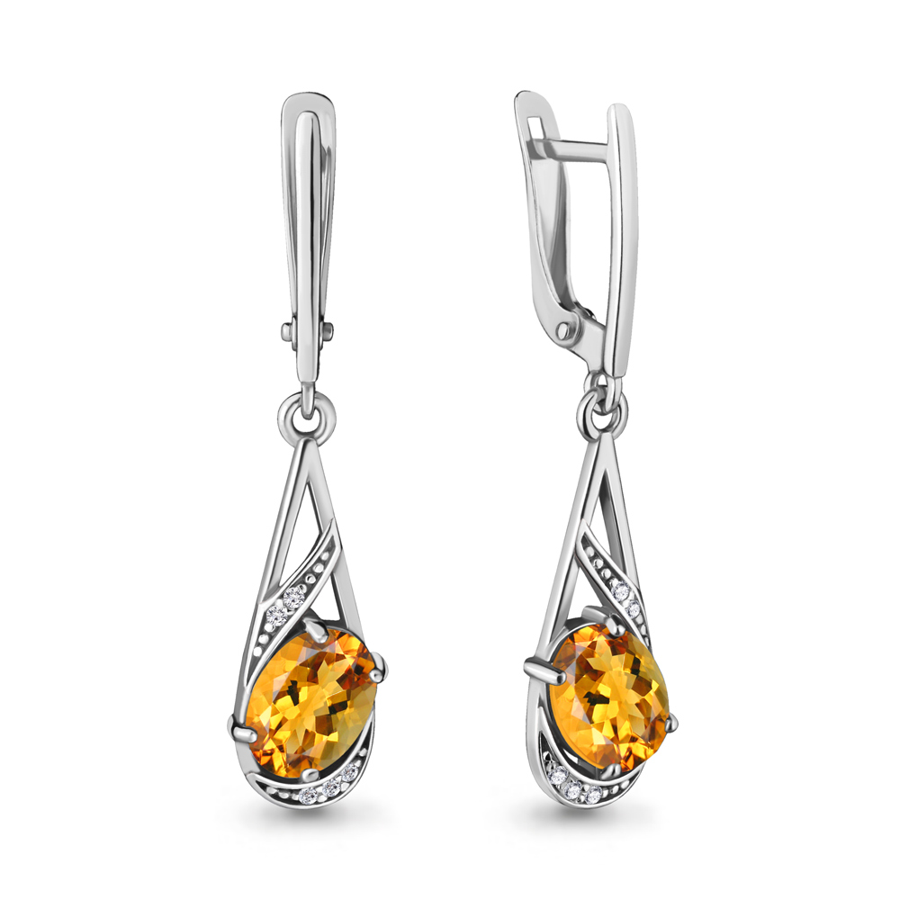 

Серьги из серебра с цитрином Яхонт Ювелирный 214350