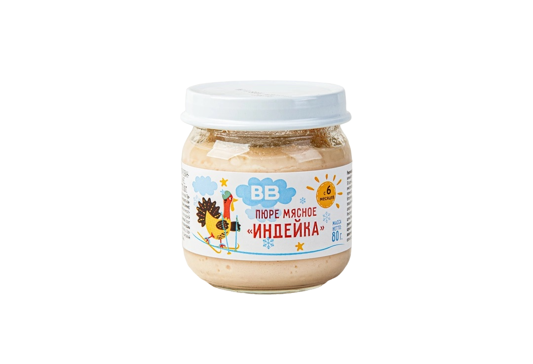 

Пюре ВкусВилл Индейка с 6 месяцев 80 г, из индейки и овощей