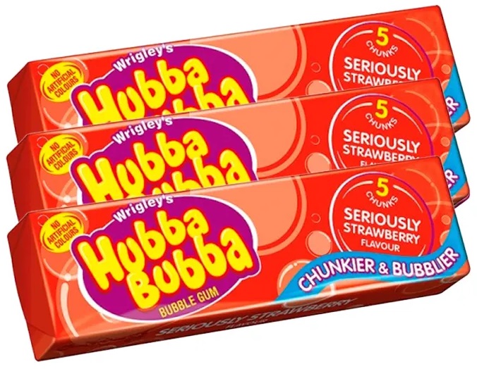 Жевательная резинка Wrigley's Hubba Bubba Strawberry клубника, 35 г х 3 шт