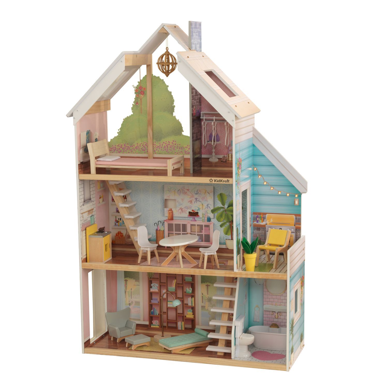 фото Кукольный домик зоя, с мебелью 13 элементов, интерактивный kidkraft 65960_ke