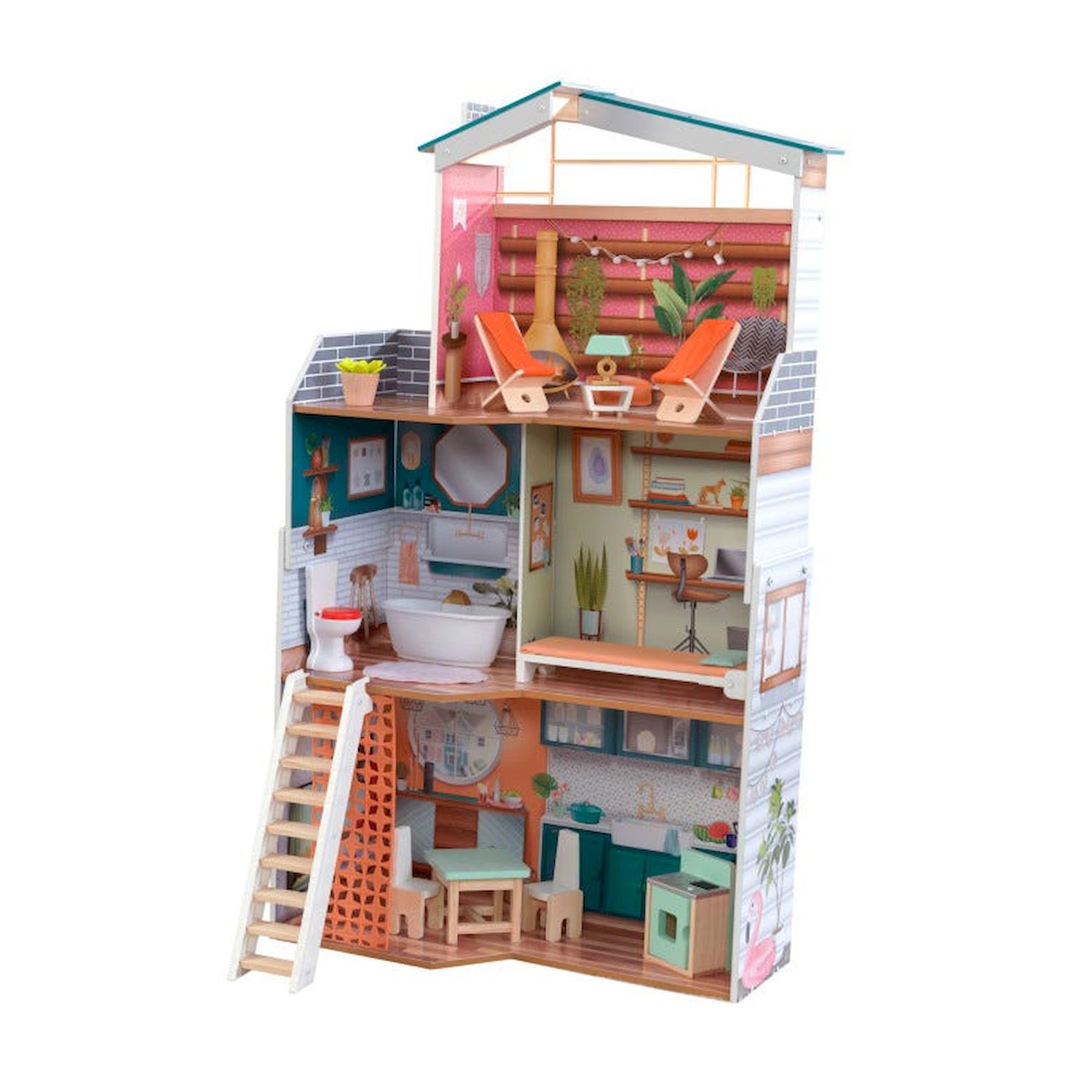 Кукольный домик Марлоу, с мебелью 14 элементов KidKraft 65985_KE kidkraft кукольный дом бэлла