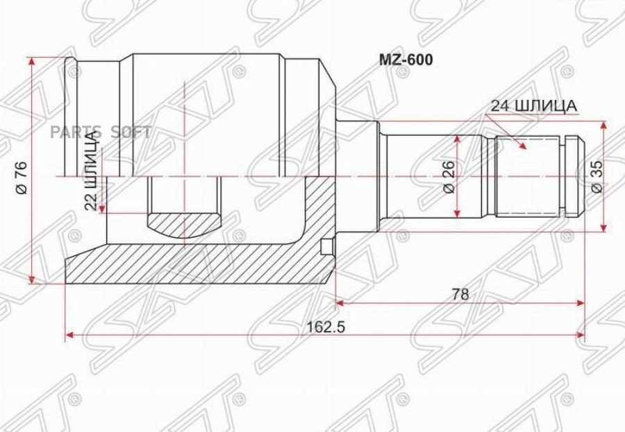 

SAT Шрус внутренний LH/RH MAZDA DEMIO DW3/DW5 AT/96-00 МКПП