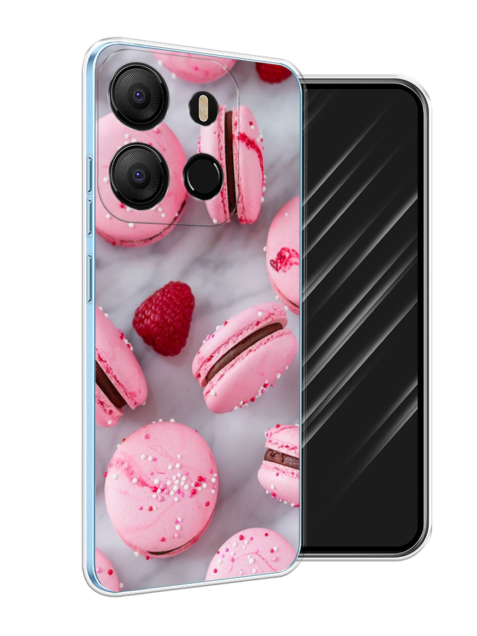 

Чехол Awog на Tecno Pop 7 "Макарони с малиной", Серый;розовый, 303850-10