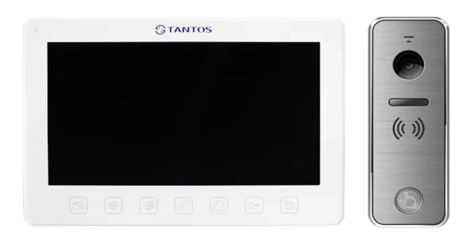 Комплект видеодомофона Tantos Prime Slim (белый) и iPanel 2+(Metal)