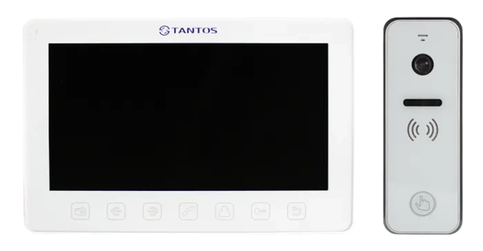 Комплект видеодомофона Tantos Prime Slim (белый) и iPanel 2+(белая)