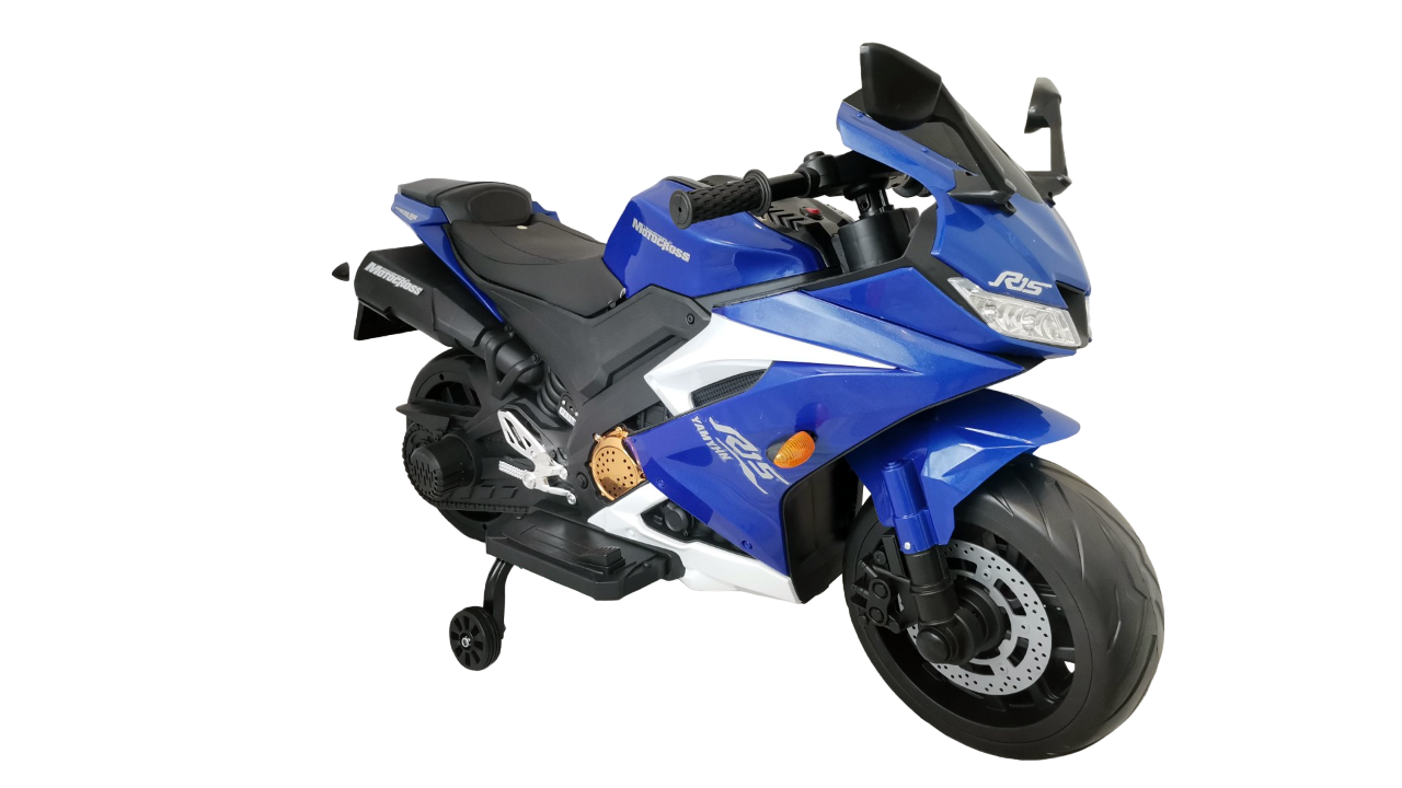 Детский электромотоцикл Yamaha R15 до семи лет Jiajia R15-BLUE автомагнитола acv mp3 wma avs 916bw 50wx4 bluetooth sd usb aux белая