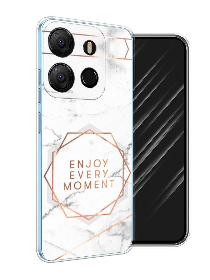 

Чехол Awog на Tecno Pop 7 "Enjoy every moment мрамор", Белый;розовый;серый, 303850-7