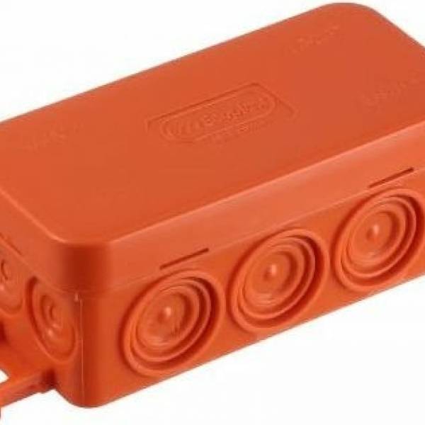 Огнестойкая коробка Экопласт JBL090 E110, о/п 90х42х40, 10 выходов, IP55, 4P, цвет оранжев