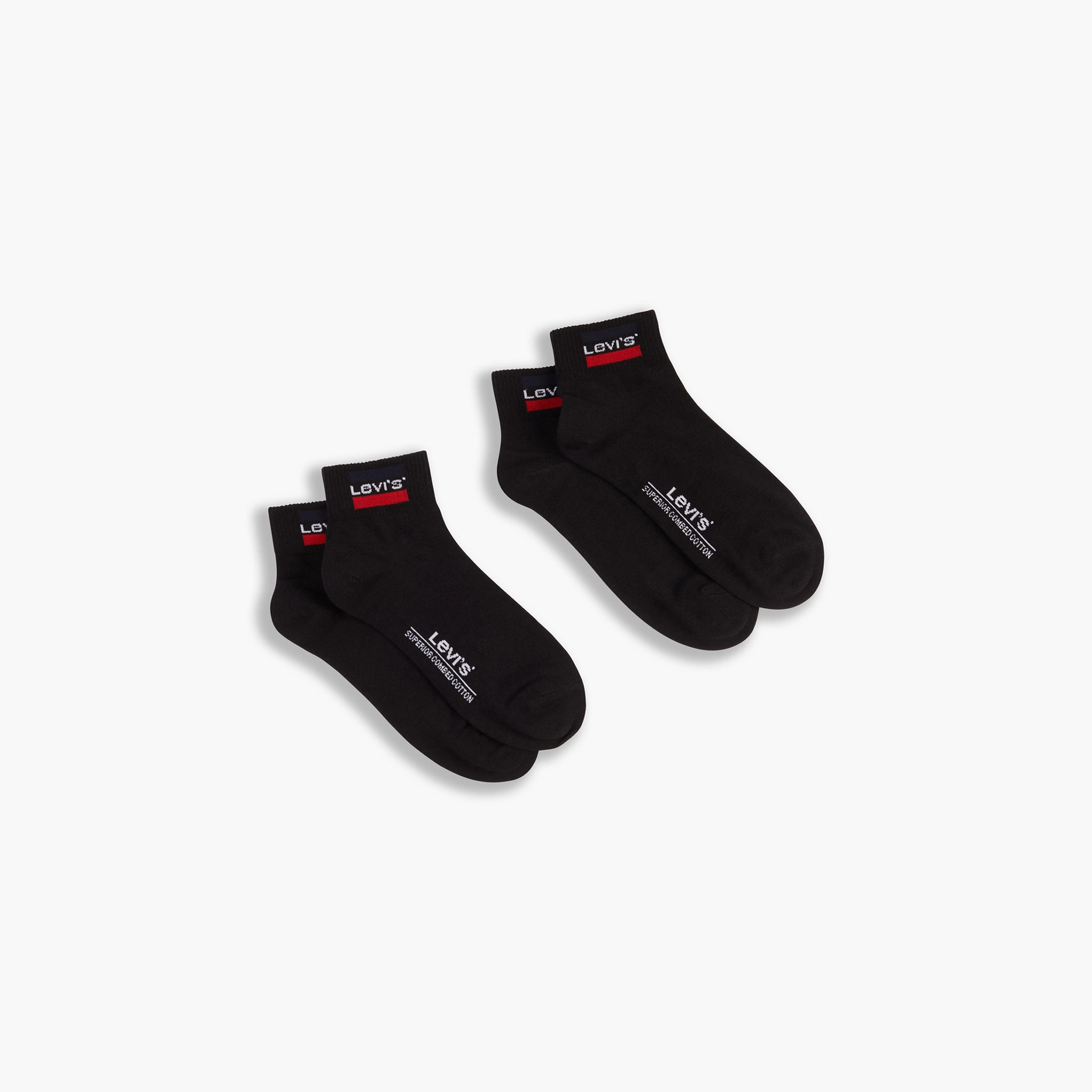 фото Носки унисекс levi's mid cut sprtwr logo 2p socks черные 35-39