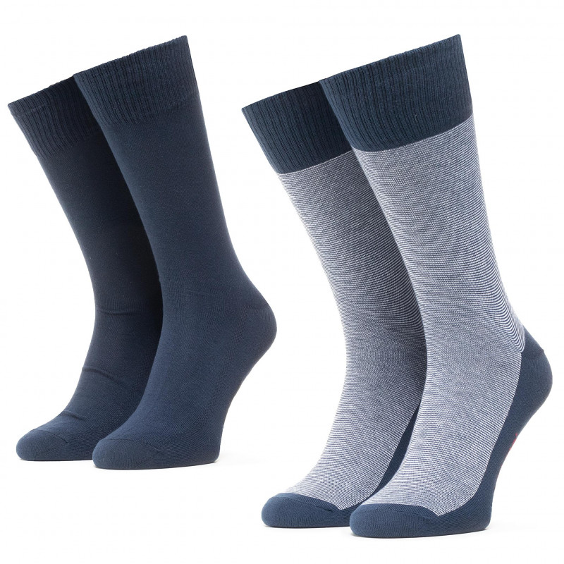 фото Носки унисекс levi's 168sf regular cut micro stripe 2p socks синие 39-43