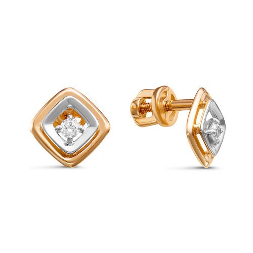 

Серьги пусеты из красного золота ЯХОНТ Золотой 215045, фианит, 215045